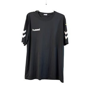Hummel Mens Black Short Sleeve Athletic Soccer Jersey Training Shirt Size XL